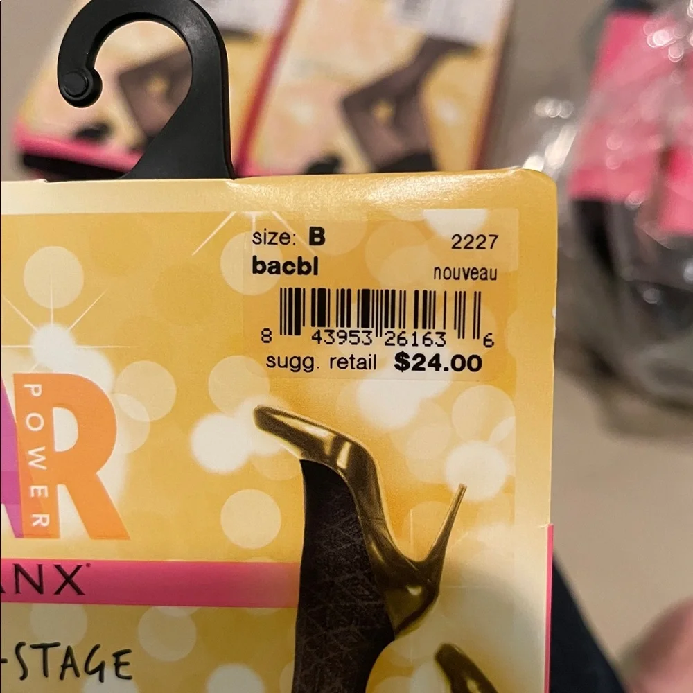 2 pair Sz B Spanx Star Power Center Stage‎ Noveau Patterned Shaping Tights Black